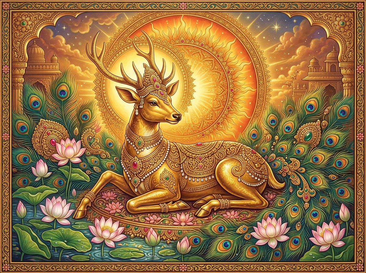 Golden Deer Artwork Background